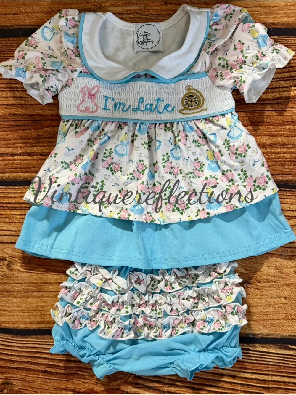 Alice in Wonderland Smocked Bloomer Set